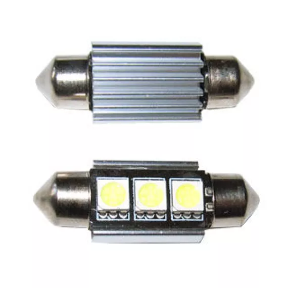 Светодиод С5W (SMD-5050) 3 диода белый с "обманкой"