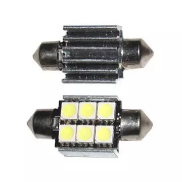 Светодиод С5W (SMD-5050) 6 диодов белый с "обманкой"