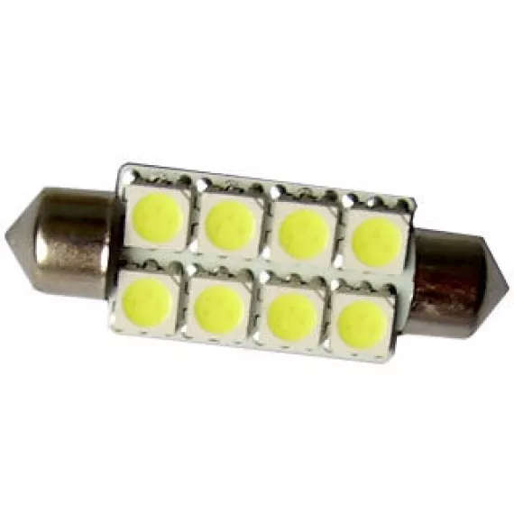 Светодиод С5W (SMD-5050) 8 диодов белый 41мм.