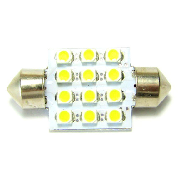 Светодиод С5W (SMD-5050) 9 диодов белый 39мм.