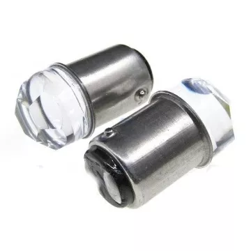 Светодиод P21/5W (SMD-3030) 9 диодов белый "линза с гранями"