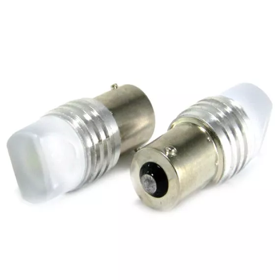 Светодиод P21W 24V (линза метал. корпус) белый "конус" МИГАЮЩИЙ