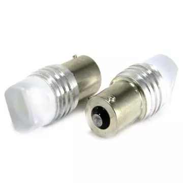 Светодиод P21W 24V (линза метал. корпус) белый "конус" МИГАЮЩИЙ