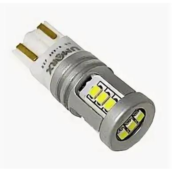 Светодиод W5W (SMD-2016) 15 диодов метал. корпус белый c "обманкой"