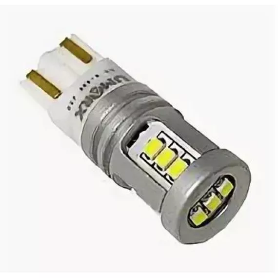 Светодиод W5W (SMD-2016) 15 диодов метал. корпус белый c "обманкой"