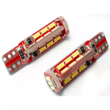 Светодиод W5W (SMD-4014) 27 диодов белый с "обманкой"