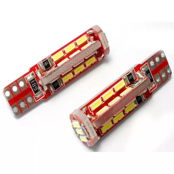 Светодиод W5W (SMD-4014) 27 диодов белый с "обманкой"