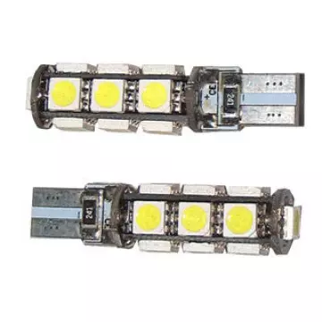 Светодиод W5W (SMD-5050) 13 диодов белый с "обманкой"
