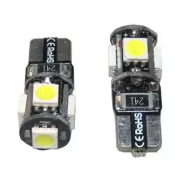 Светодиод W5W (SMD-5050) 5 диодов белый с "обманкой"