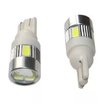 Светодиод W5W (SMD-5630+линза метал. корпус) 6 диодов белый