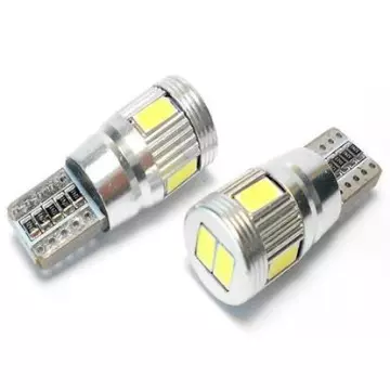 Светодиод W5W (SMD-5630 линза метал. корпус) 6 диодов белый с "обманкой"