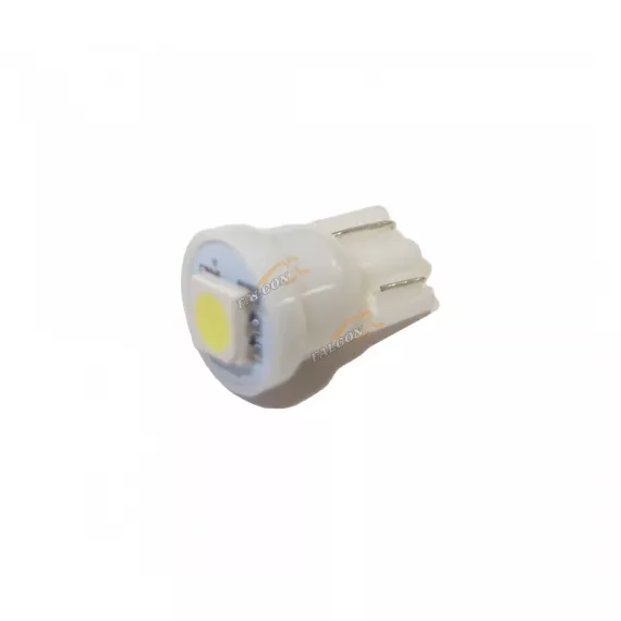 Светодиод 12V Т10W (MEGAPOWER) (W2,1x9,5d) 1 SMD 5050 WHITE 6000K 20лм