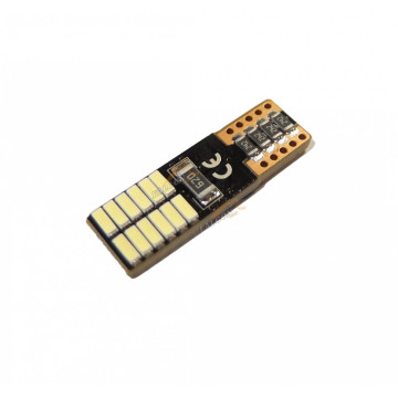 Светодиод 12V Т10W (MEGAPOWER) (W2,1x9,5d) 24 SMD 4014 WHITE 6000K с блок-м ошибок CANbus 240лм