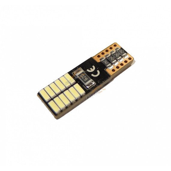 Светодиод 12V Т10W (MEGAPOWER) (W2,1x9,5d) 24 SMD 4014 WHITE 6000K с блок-м ошибок CANbus 240лм
