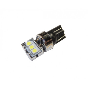 Светодиод 12V Т10W (MEGAPOWER) (W2,1x9,5d) 3 SMD 2835WHITE 6000K 54лм OLD