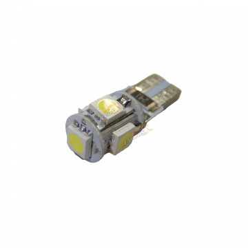 Светодиод 12V Т10W (MEGAPOWER) (W2,1x9,5d) 5 SMD 5050 WHITE 6000K с блок-м ошибок CANbus 100лм OLD