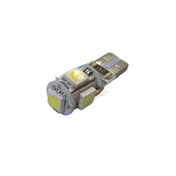 Светодиод 12V Т10W (MEGAPOWER) (W2,1x9,5d) 5 SMD 5050 WHITE 6000K с блок-м ошибок CANbus 100лм OLD