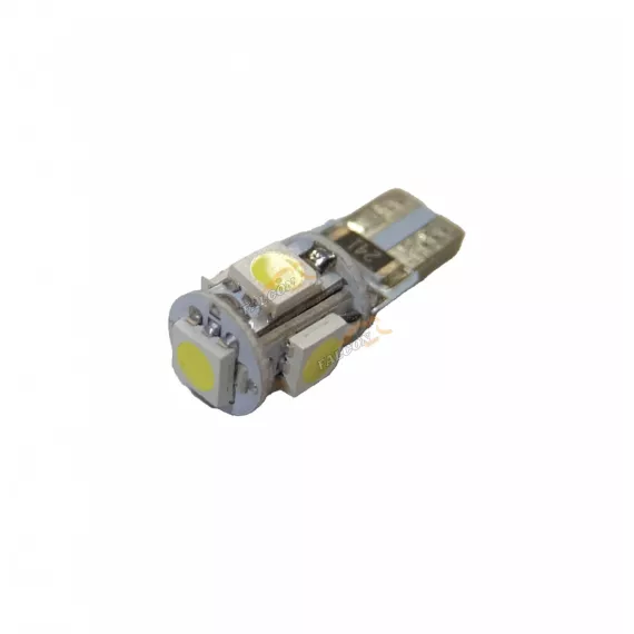 Светодиод 12V Т10W (MEGAPOWER) (W2,1x9,5d) 5 SMD 5050 WHITE 6000K с блок-м ошибок CANbus 100лм OLD