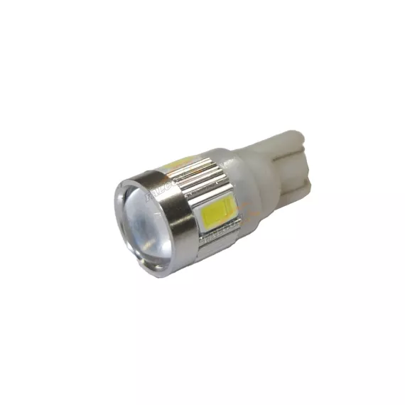 Светодиод 12V Т10W (MEGAPOWER) (W2,1x9,5d) 6 SMD 5630 WHITE 6000K 360лм OLD
