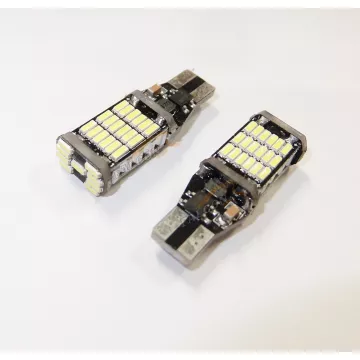 Светодиод 12V Т15 б/ц (LEDFOOT) Canbus W16W 45 SMD белый 6000K з/ход КАЛИНА ГРАНТА
