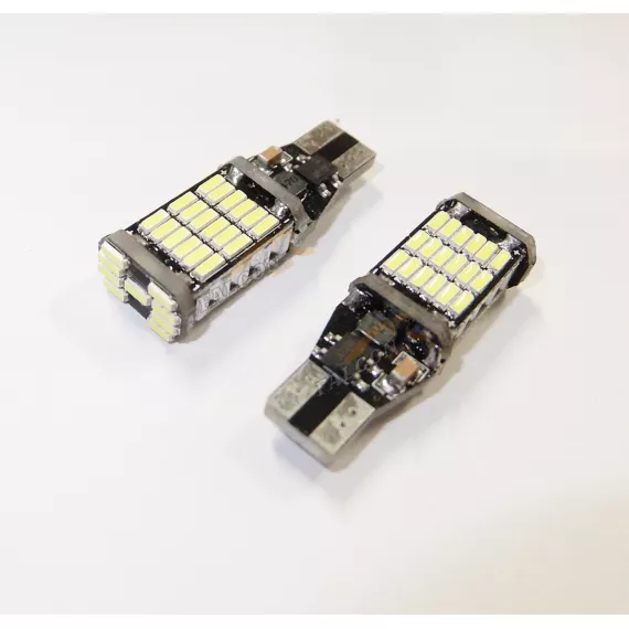 Светодиод 12V Т15 б/ц (LEDFOOT) Canbus W16W 45 SMD белый 6000K з/ход КАЛИНА ГРАНТА