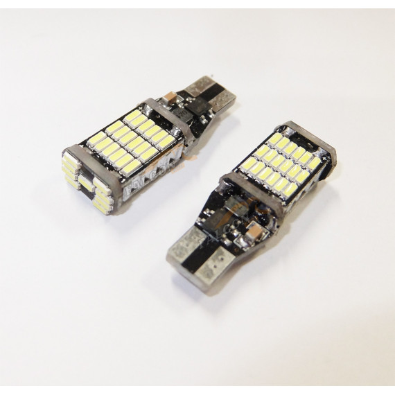 Светодиод 12V Т15 б/ц (LEDFOOT) Canbus W16W 45 SMD белый 6000K з/ход КАЛИНА ГРАНТА