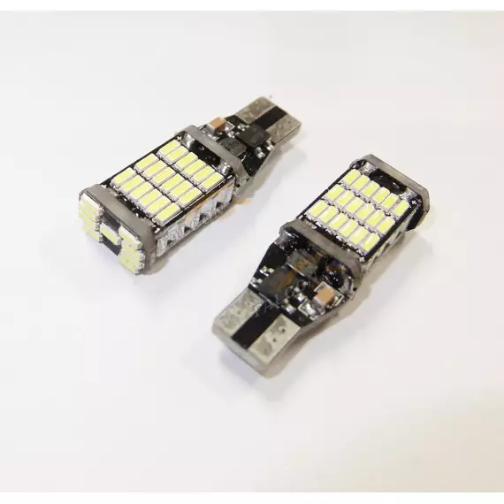 Светодиод 12V Т15 б/ц (LEDFOOT) Canbus W16W 45 SMD белый 6000K з/ход КАЛИНА ГРАНТА
