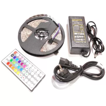 Лента светодиодная RGB 12-220V (5м.+блок с пультом) разноцветная