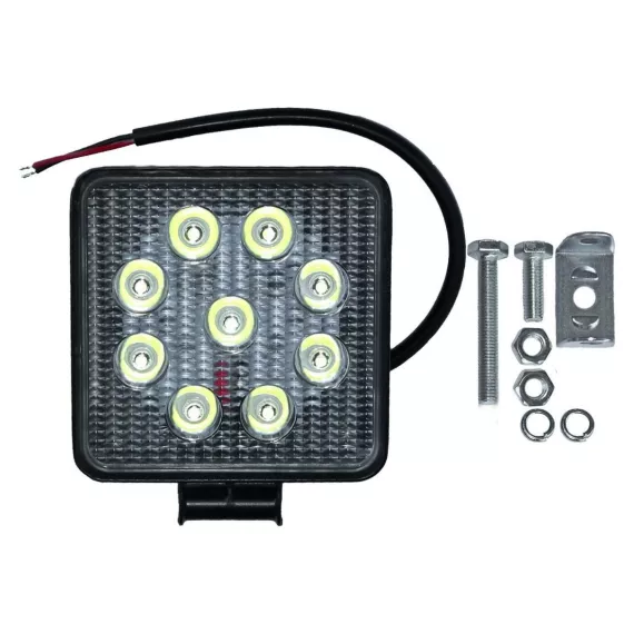 Фара светодиодная доп. света 12-24V 9SMD 27W квадрат ДИАЛУЧ(направленный свет)