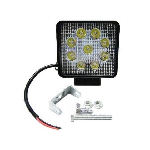 Фара светодиодная доп. света 12-24V 9SMD 27Wквадрат ДИАЛУЧ(рассеян)