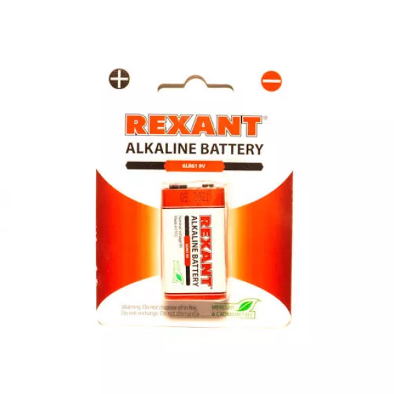 Батарейка 6LR61 9V 600mAh "алкалиновая" (КРОНА) REXANT