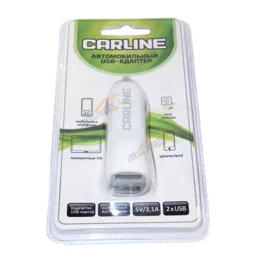 Зарядка USB в прикуриватель (CarLine) 12V/24V 2xUSB 1A-2.1A Белый CH-2UW