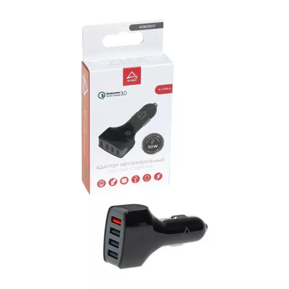 Зарядка "Адаптер USB в прикуриватель" (Arnezi) 2,4A/5V 4хUSB 12/24V 30W A0603017