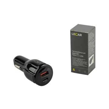 Зарядка "Адаптер USB в прикуриватель" (Лада-Имидж LECAR) 1хType C + 1хUSB 2.1А