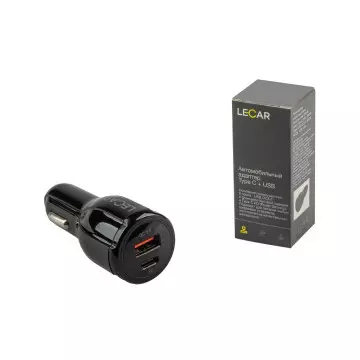 Зарядка "Адаптер USB в прикуриватель" (Лада-Имидж LECAR) 1хType C + 1хUSB 2.1А