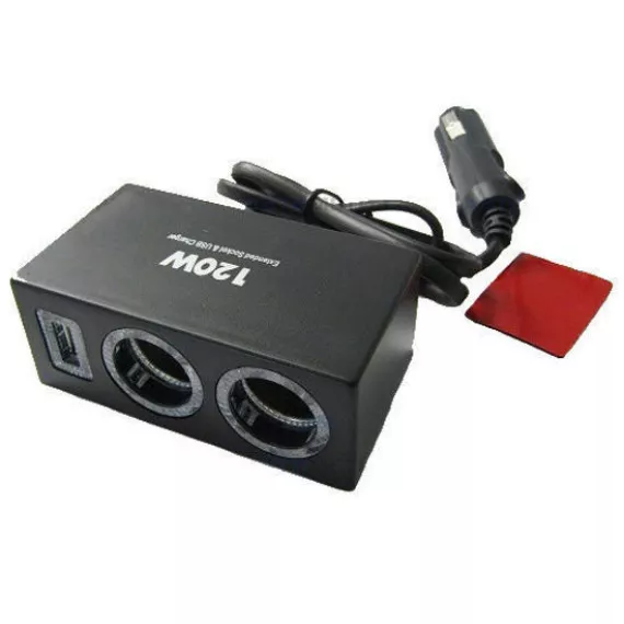 Разветвитель прикуривателя 2-ной.+1-USB на проводе