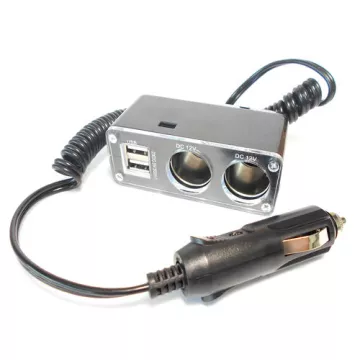Разветвитель прикуривателя 2-ной.+2 USB "на проводе" REXANT