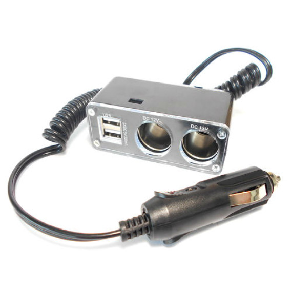 Разветвитель прикуривателя 2-ной.+2 USB "на проводе" REXANT