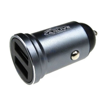 Разъём "Штекер" прикуривателя под 2 USB 2400mA (серый) CARLIVE