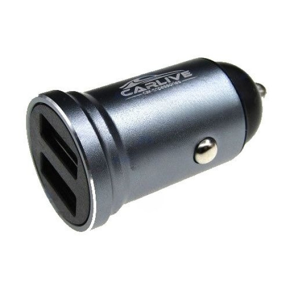Разъём "Штекер" прикуривателя под 2 USB 2400mA (серый) CARLIVE