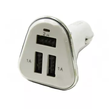 Разъём "Штекер" прикуривателя под 3 USB 2100mA (белый)