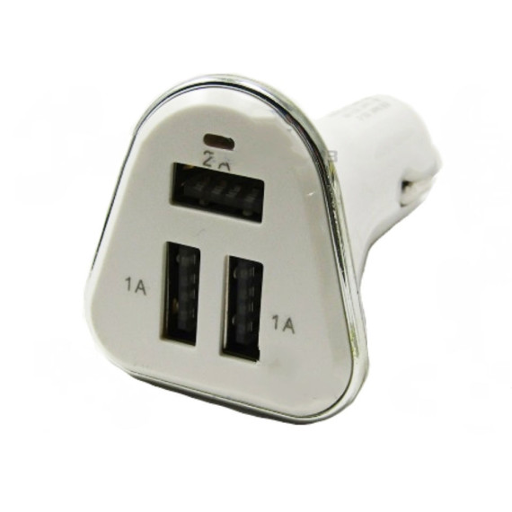 Разъём "Штекер" прикуривателя под 3 USB 2100mA (белый)