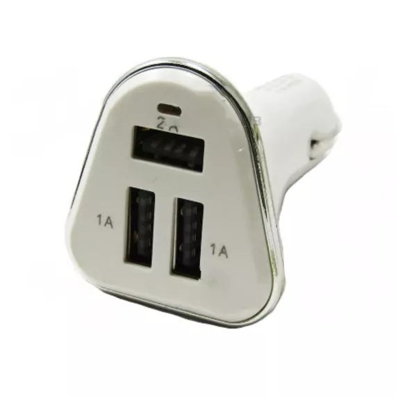 Разъём "Штекер" прикуривателя под 3 USB 2100mA (белый)