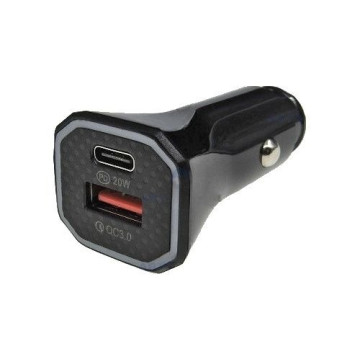 Разъём "Штекер" прикуривателя под USB+Type-C 20W 12V (чёрный)