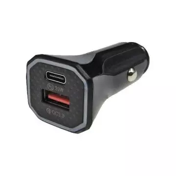 Разъём "Штекер" прикуривателя под USB+Type-C 20W 12V (чёрный)
