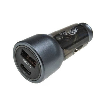 Разъём "Штекер" прикуривателя под USB +Type-C 36W12-24V (серый) CARLIVE