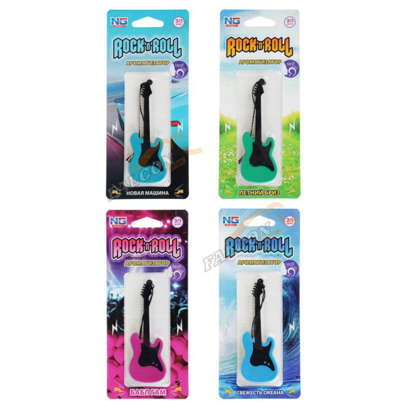 Ароматизатор подвес Гитара (NEW GALAXY) "Рок-н-ролл" бабл гам, океан, новая машина, летний бриз