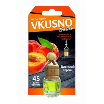 Ароматизатор подвес жидкий (FRESHCO) "Vkusno" Персик AR1VB003 дерево+стекло
