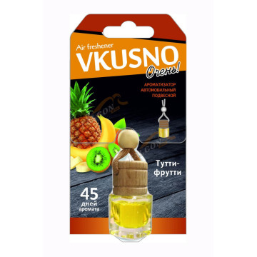 Ароматизатор подвес жидкий (FRESHCO) "Vkusno" Тутти-Фрутти AR1VB008 дерево+стекло