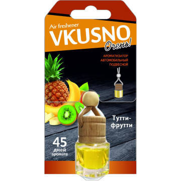 Ароматизатор подвес жидкий (FRESHCO) "Vkusno" Тутти-Фрутти AR1VB008 дерево+стекло